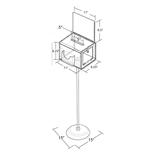 Clear Locking Donation Box with Pedestal Stand for Fundraising and Suggestions - Ideal for Bars, Schools, and Other Events (1 Pack)