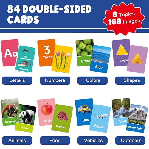 BenBen Flash Cards for Toddlers 1-3, Educational Flashcards for Kids Age 1-4