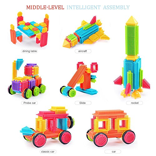 100-Piece Bristle Shape Building Blocks Toy Set for Toddlers