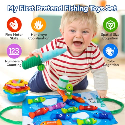 Teytoy Fishing Game: Montessori Stacking Cups for Number Counting & Color Sorting Birthday Gift