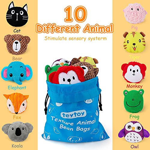 Sensory Bean Bags for Kids - 10 Pack, Animal Theme
