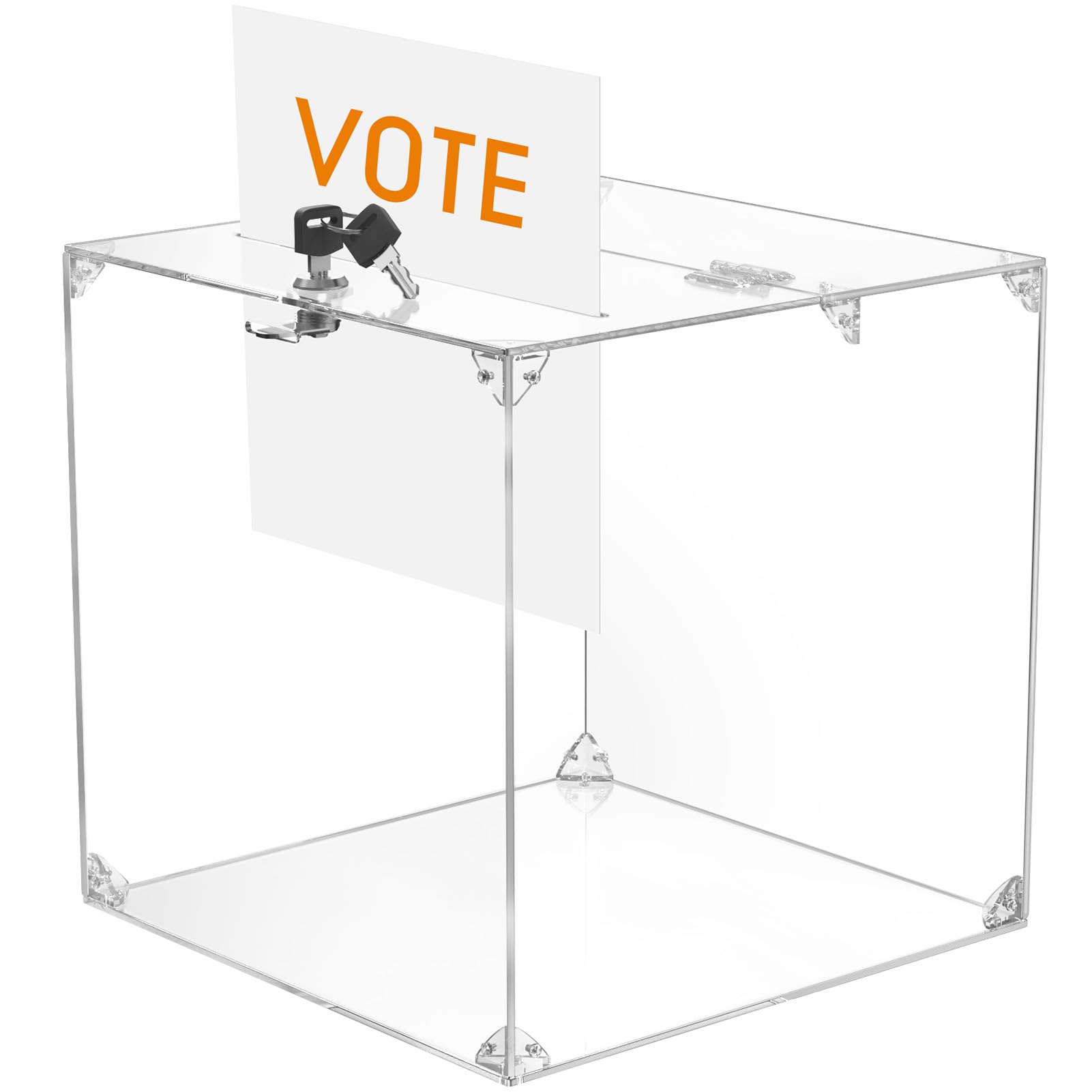 Acrylic Donation Box with Lock - Large Square Case for Fundraising, 1 Pack