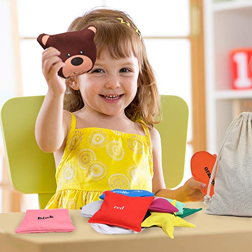 Educational Shapes Sensory Bean Bags for Kids: 12 Pack Learning Toys for Toddlers