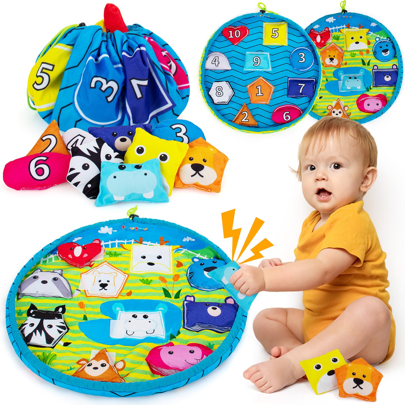 Shapes Bean Bag Matching Game for Toddler and Preschool Learning - Memory Activity for Numbers, Shapes, and Colors | Must-Have Learning Toy for Preschool Classroom and Babies (10PCS)