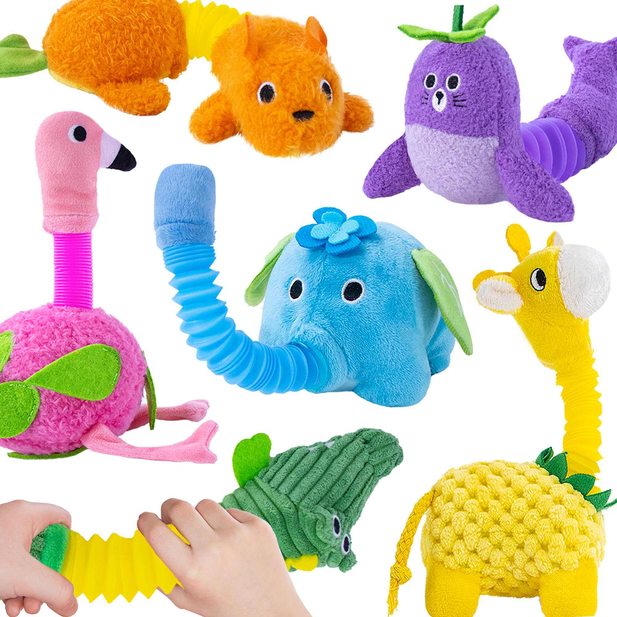 Animal Fidget Toys for Toddlers: 6 Pack Pop Tubes for Ages 2-7