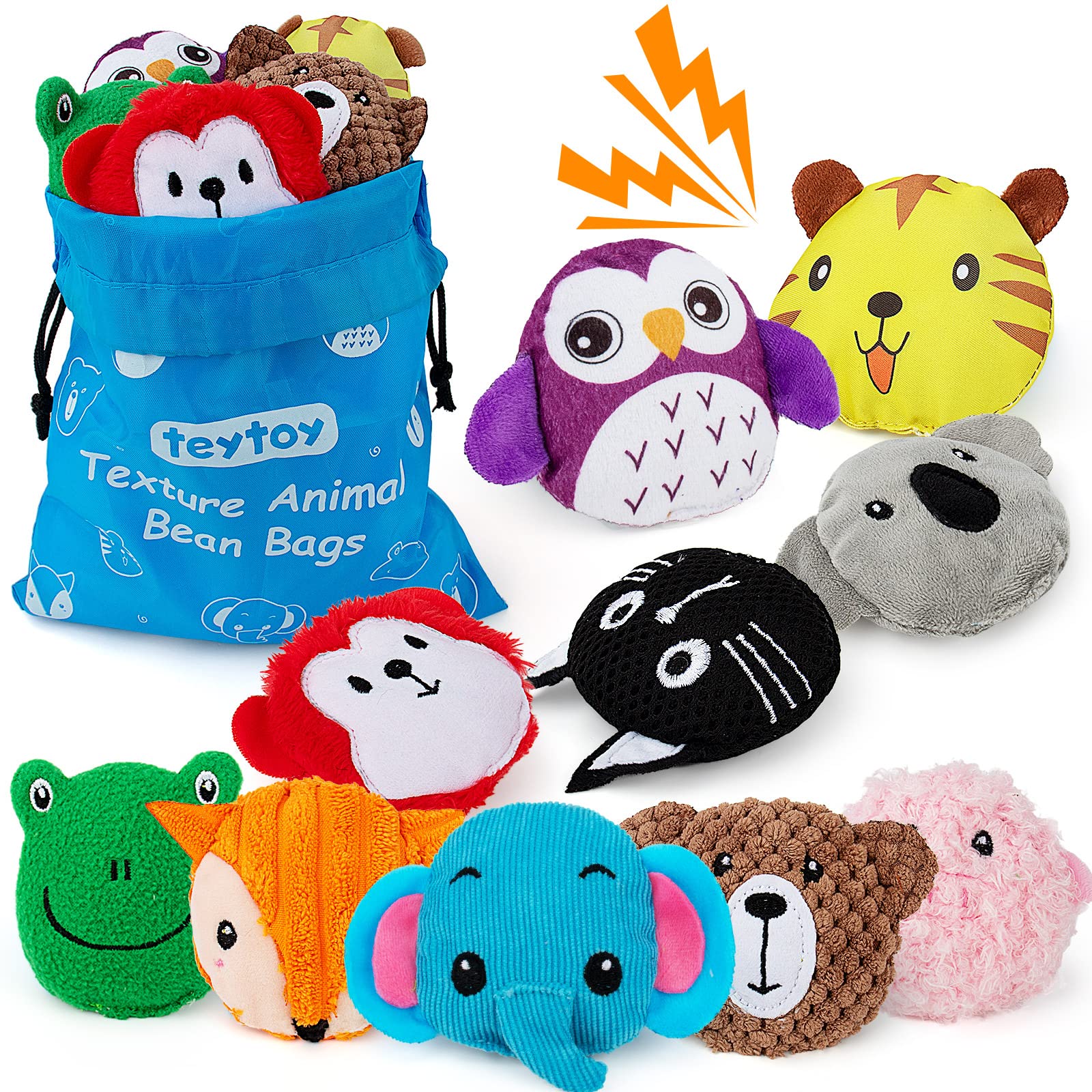 Sensory Bean Bags for Kids - 10 Pack, Animal Theme