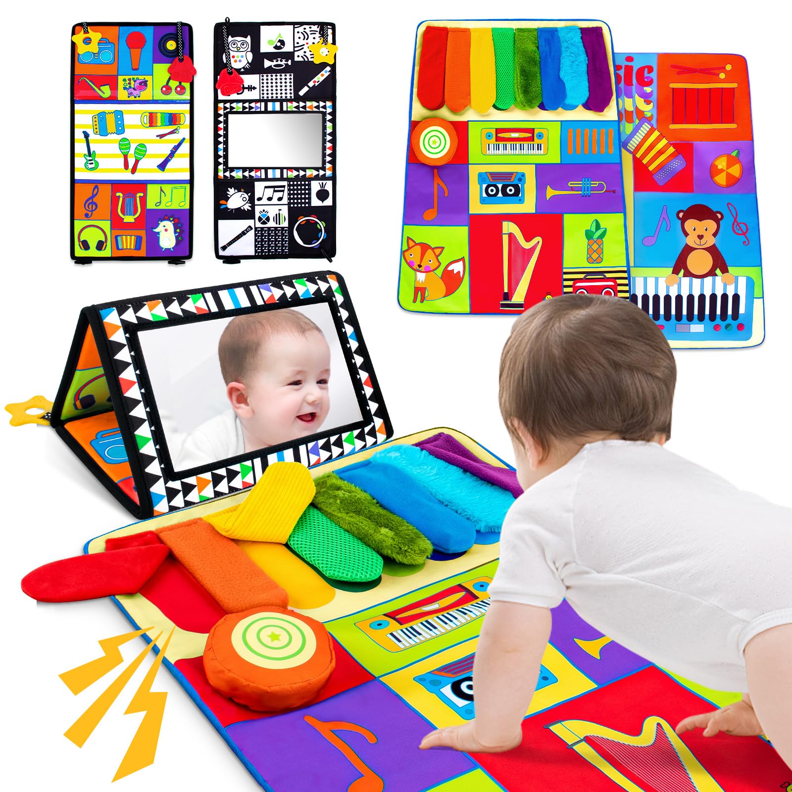 Beetoy High Contrast Black and White Mirror Toys for Baby Development and Entertainment